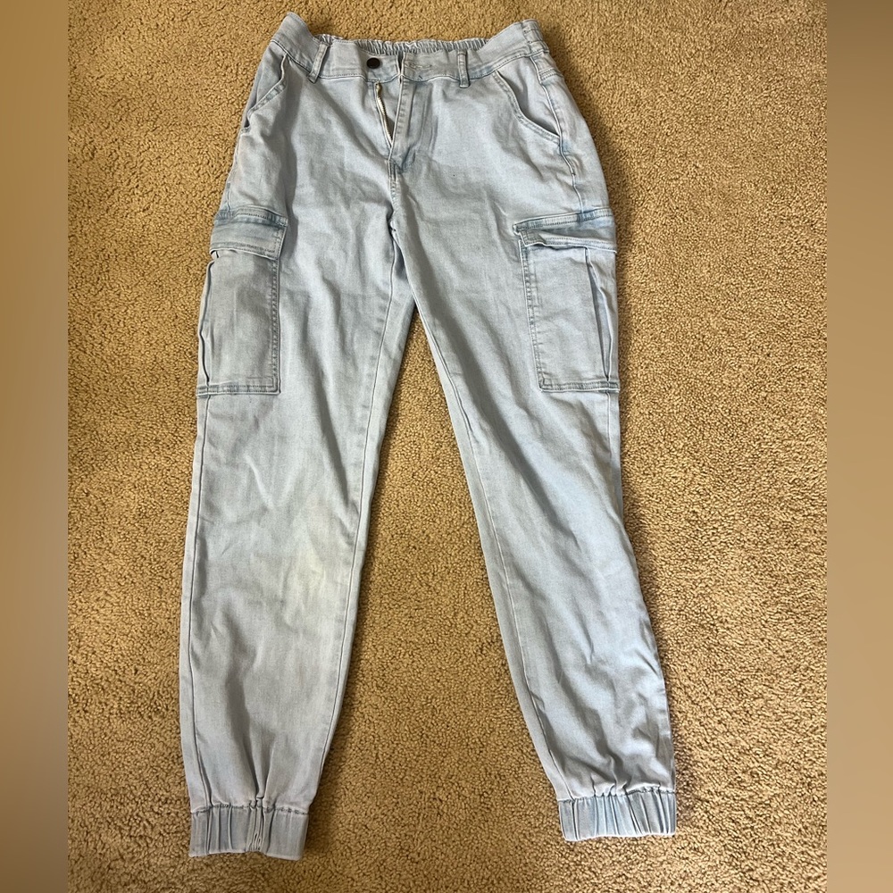 Light blue cargo joggers